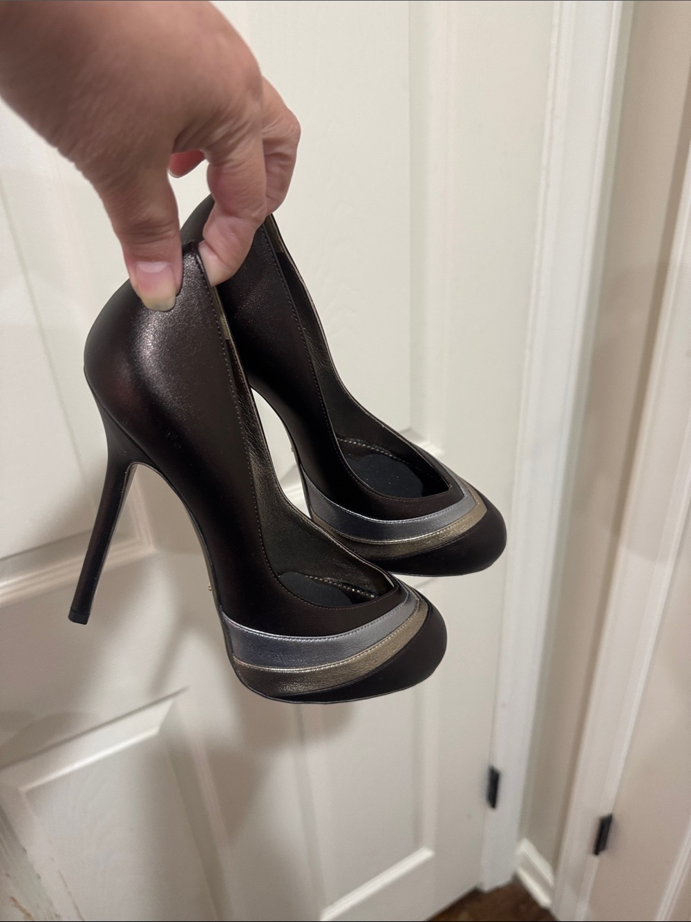 Sergio Rossi/Copper 4” heels/Round Toe Pumps with Silver & Gold Accent/NWOT!